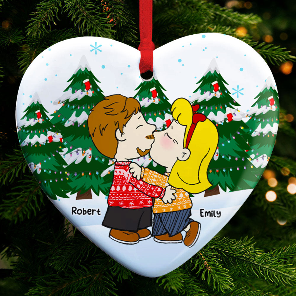 Personalized Couple Ceramic Ornament - Heart-Shaped Valentine's Day Gifts Ornament PopCulturePrints