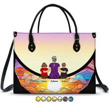 Load image into Gallery viewer, &quot;Grandma and Grandkids, Together on the Moon&quot; - Personalized Leather Bag - A Meaningful Gift for Grandma and Mom Leather Bag PopCulturePrints

