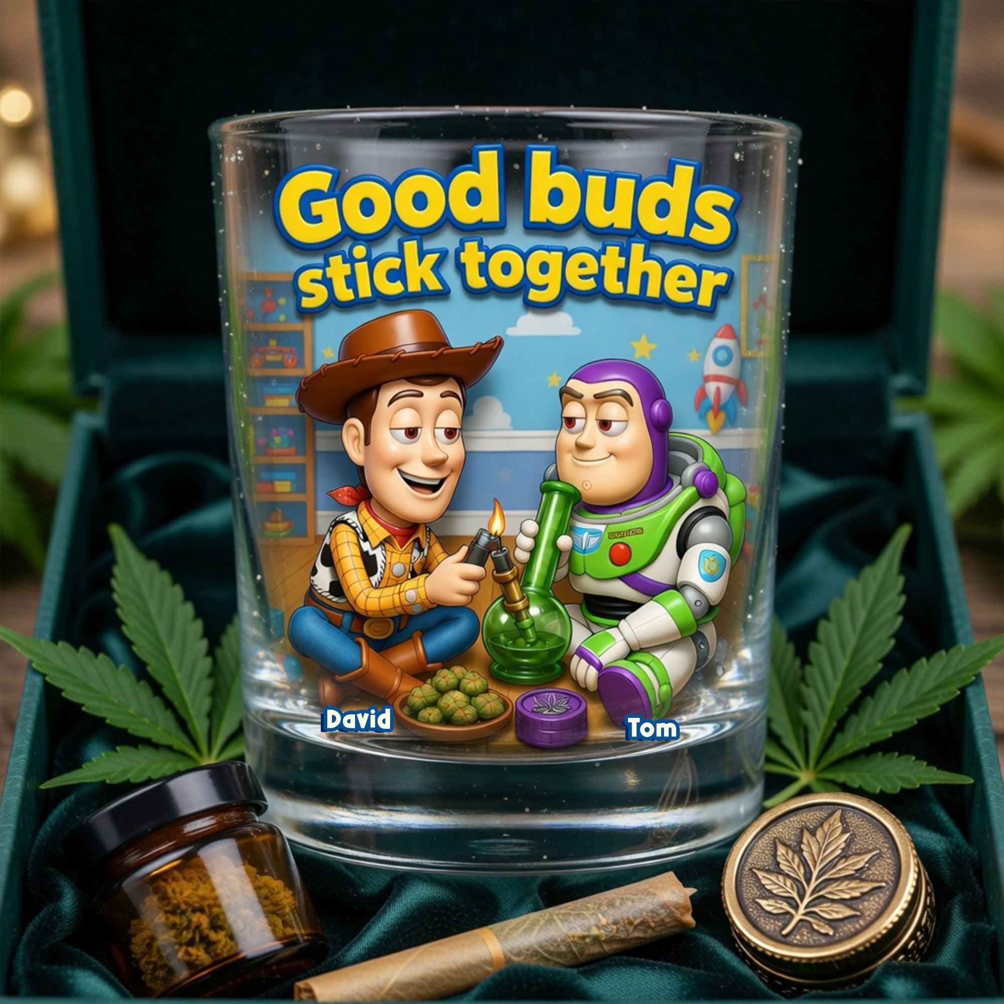Good Buds Stick Together - Adventure Friends Round Glass - Personalized Gifts For Friends