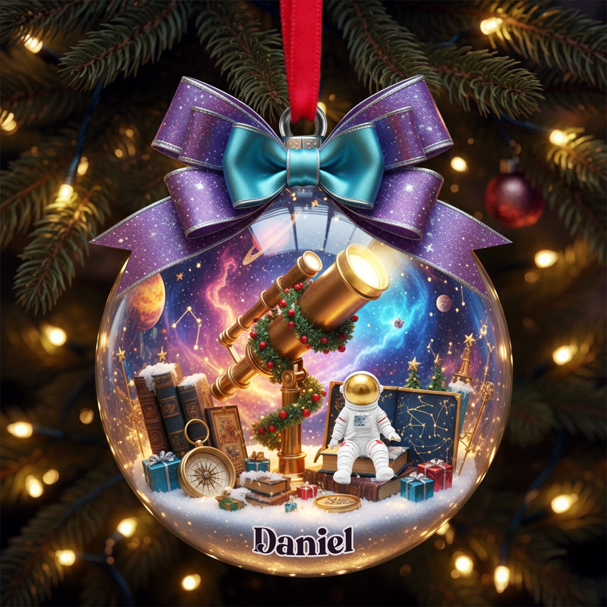 Explore the Universe - Personalized Telescope Night Sky Ornament - Unique Gift for Astronomy Lovers Ornament PopCulturePrints