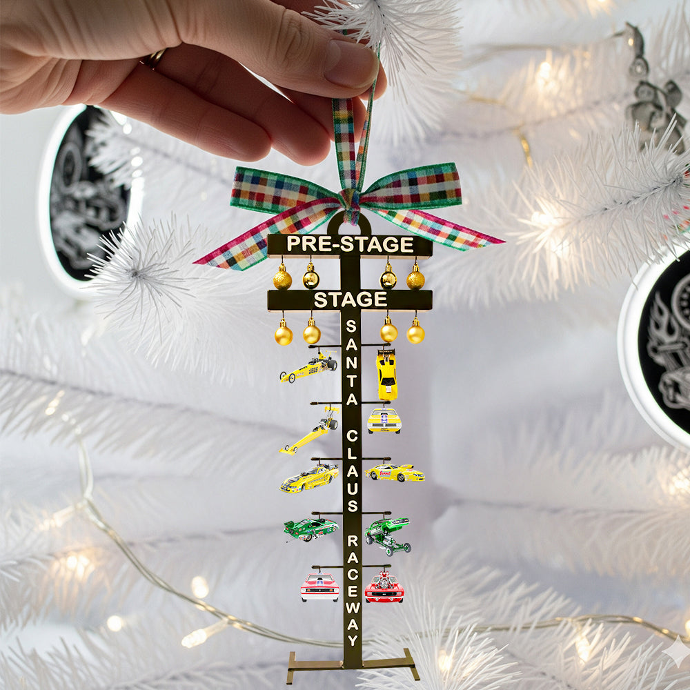 “Rev Up Your Holiday Spirit!” Racing Christmas Tree Ornament - Personalized Gift for Car Lovers Ornament PopCulturePrints