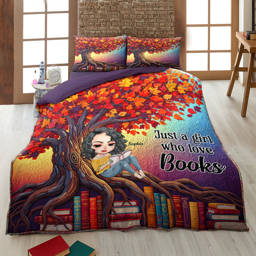 Just a Girl Who Loves Books - Personalized Quilt Bedding Set for Book Lovers Blanket PopCulturePrints