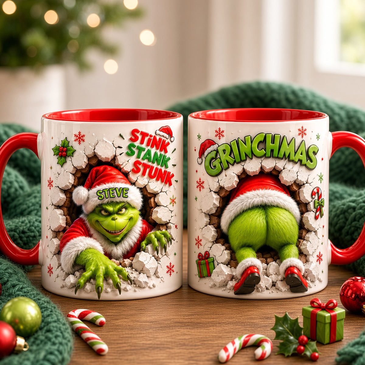 Stink Stank Stunk! Grinch Mug - Personalized Christmas Gift for Him & Her