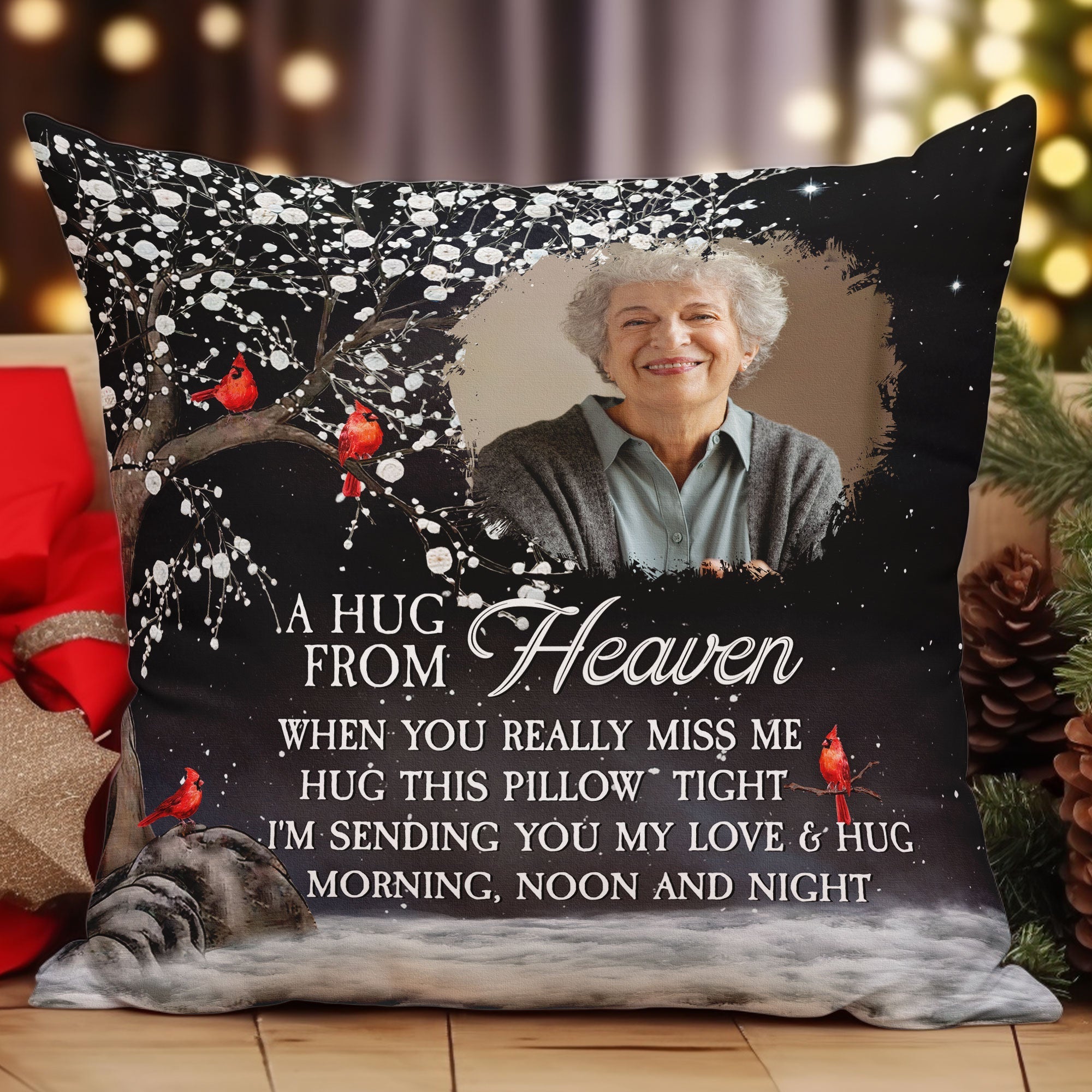 Personalized Hug From Heaven Photo Memory Pillow Pillow PopCulturePrints