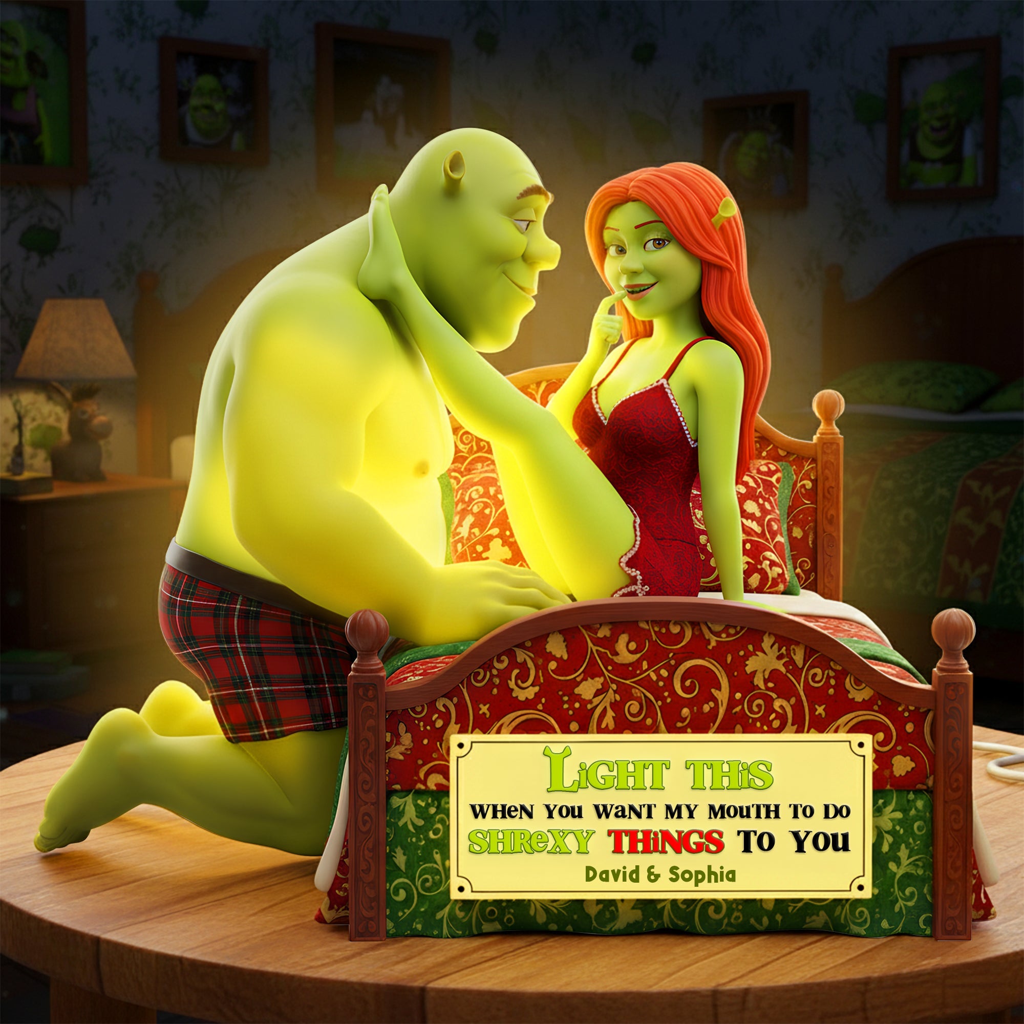 “Light This When You Want My Mouth To Do Shrexy Things To You” - Naughty Couple Acrylic Light Box - Personalized Gifts for Couples Light Box PopCulturePrints