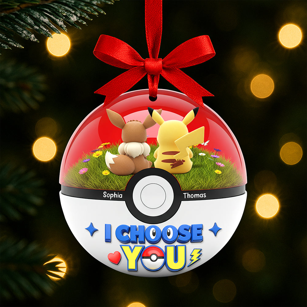 I Choose You - Personalized Cartoon Couple Christmas Ornament Ornament PopCulturePrints