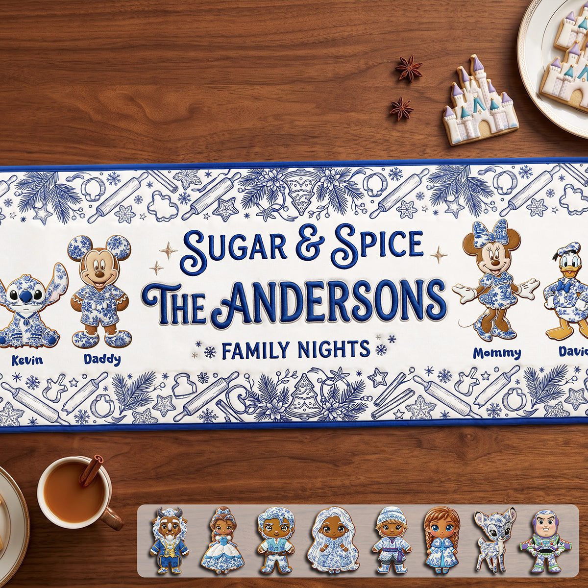 “Sugar & Spice for Family Nights” - Personalized Family Gingerbread Table Runner
