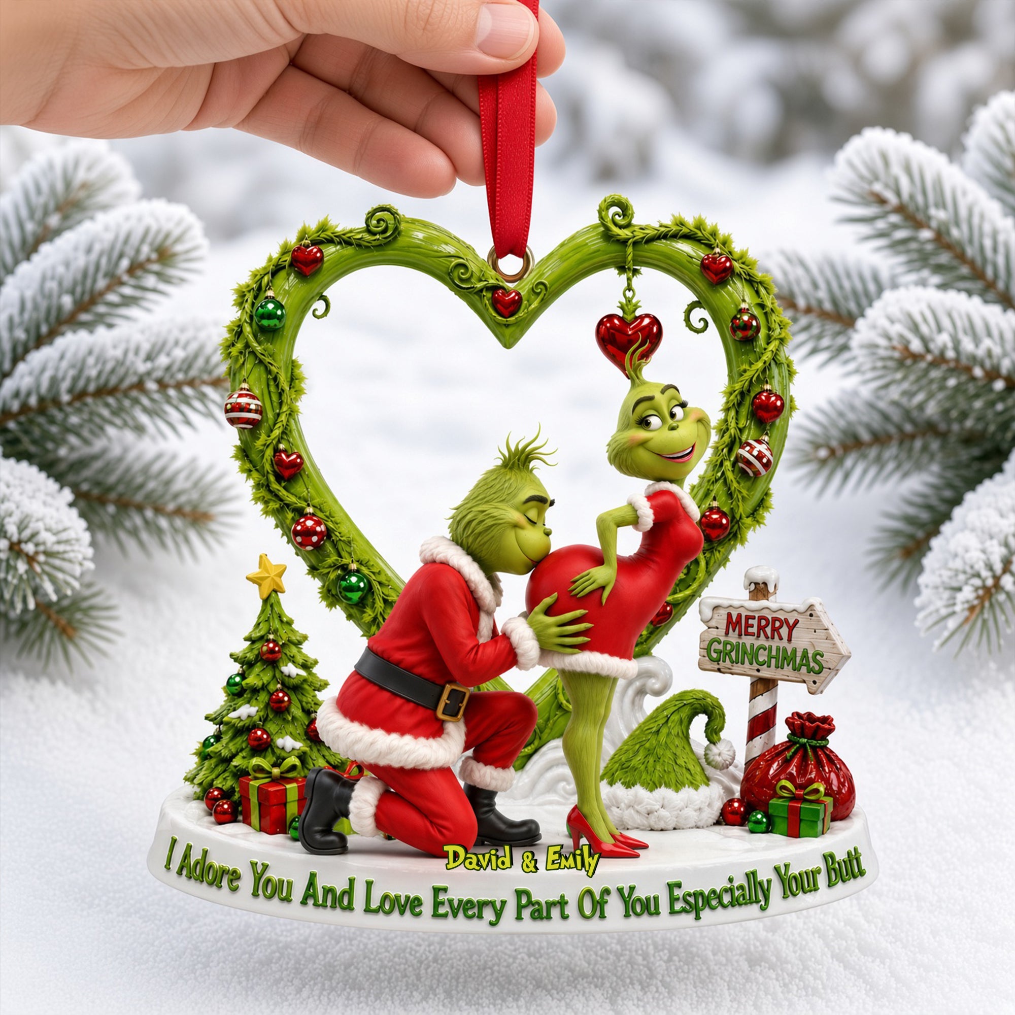 I Adore You, Grinchmas Love - Personalized Holiday Ornament for Couples Ornament PopCulturePrints
