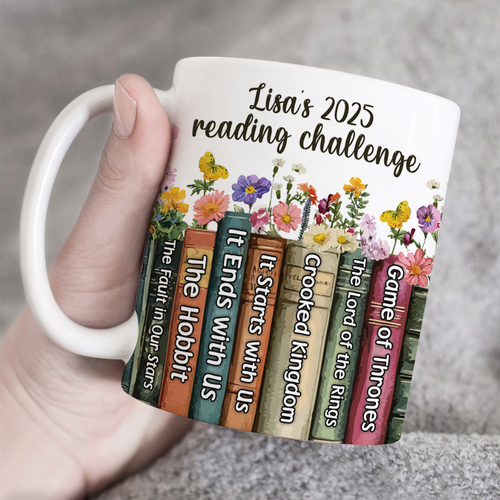 Personalized Book Lover's Reading Challenge Coffee Mug Coffee Mug PopCulturePrints