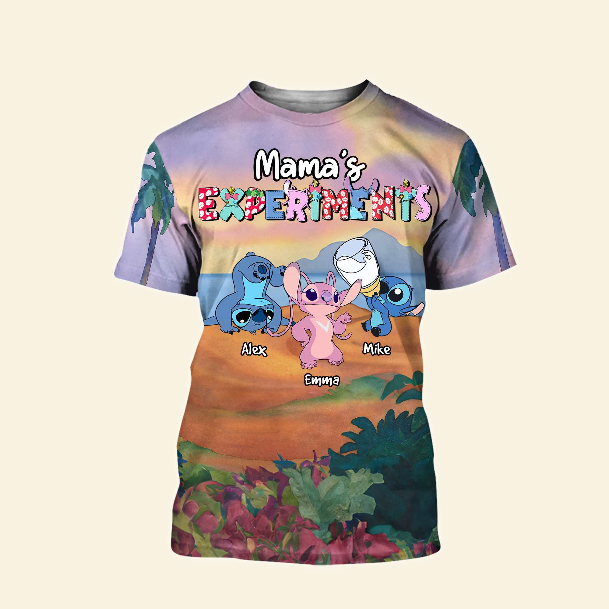 Personalized Cartoon-Themed Mom Shirt - Custom Names AOP Products PopCulturePrints