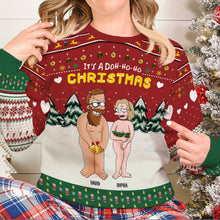 Load image into Gallery viewer, Personalized Funny Cartoon Couple Christmas Sweater Ugly Christmas Sweater PopCulturePrints
