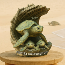 Load image into Gallery viewer, Turtley Awesome Mom: A Heartfelt Personalized Gift for Mom and Grandma Shaped Plaques PopCulturePrints
