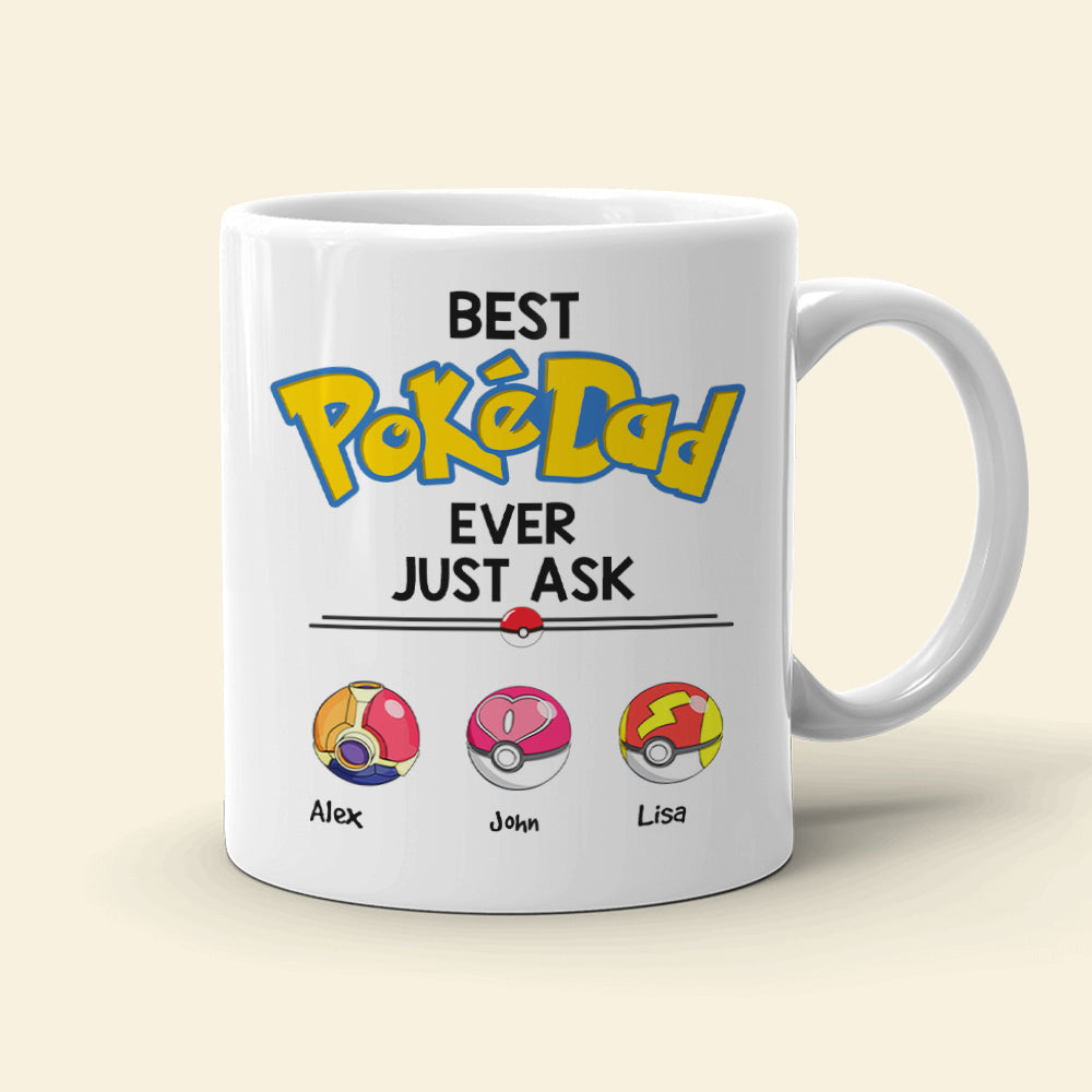 Best PokeDad Ever Just Ask Personalized Mug - Perfect Gift for Dad Coffee Mug PopCulturePrints