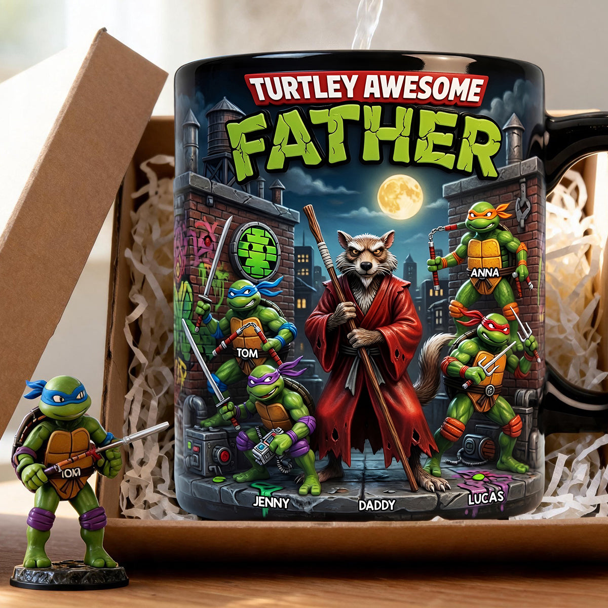 Turtley Awesome Father Magic Ceramic Mug - Personalized Gift for Dad Coffee Mug PopCulturePrints