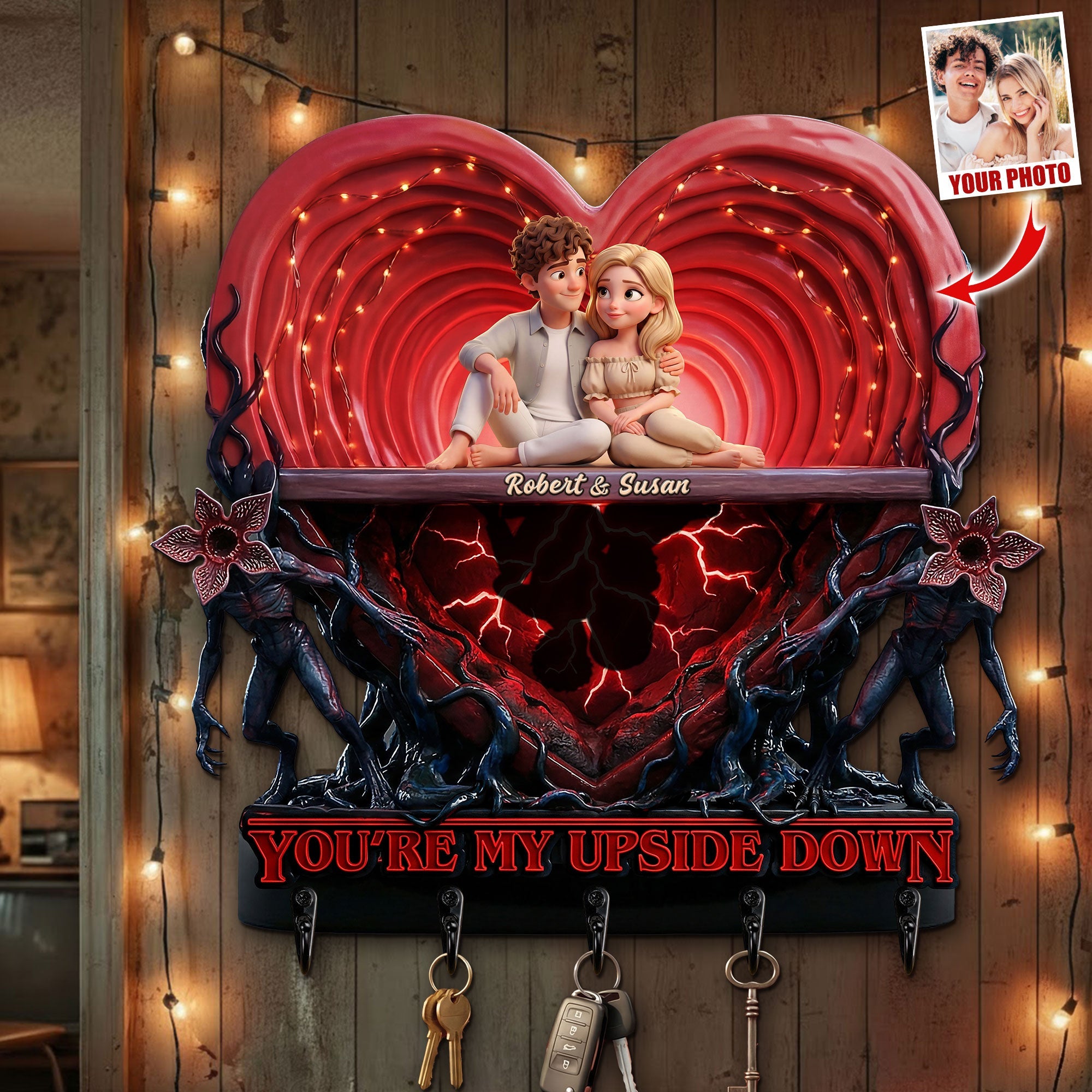 You're My Upside Down - Horror World Couple Acrylic Key Hanger | Customized Gift for Couples Key Hanger PopCulturePrints