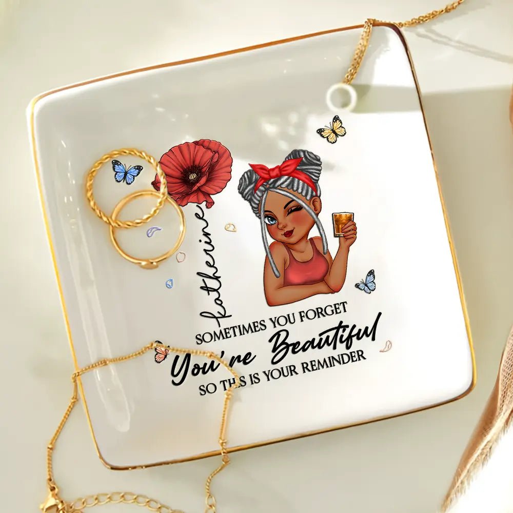 Sometimes You Forget You're Beautiful - Personalized Ring Dish Ring Dish PopCulturePrints