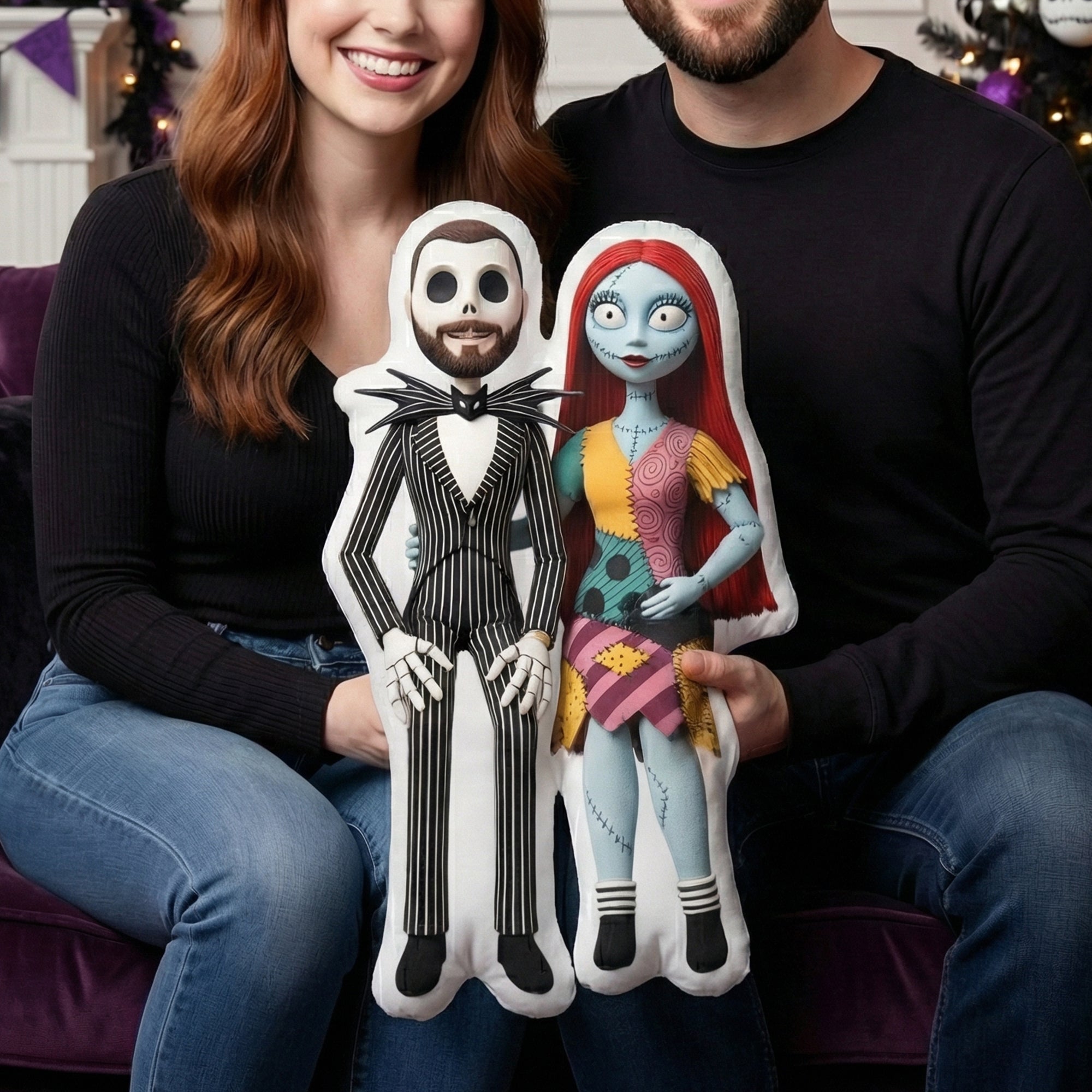 Embrace Your Spookiness with the Spooky Couple Custom Photo Pillow Pillow PopCulturePrints