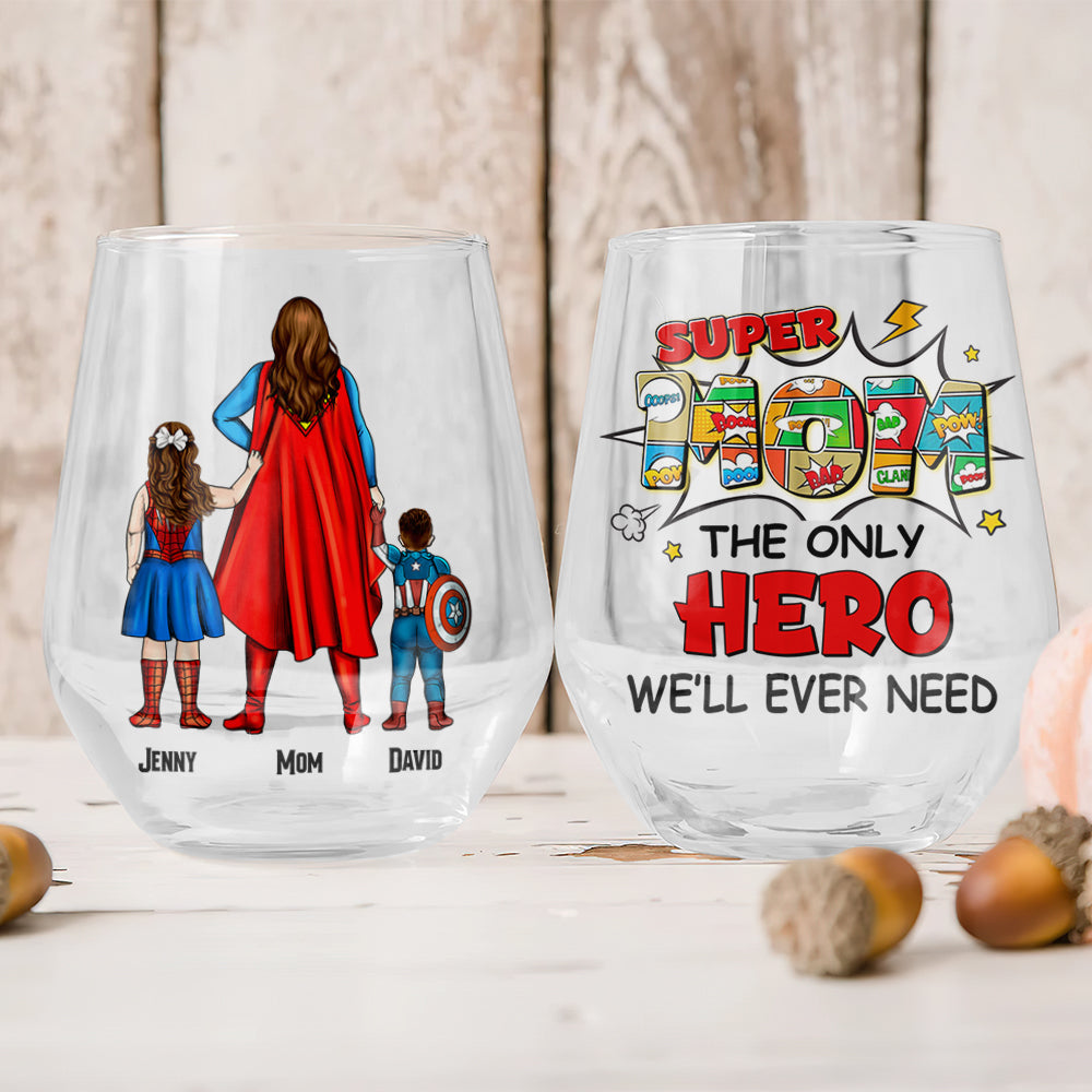 "Super Mom: The Only Hero We'll Ever Need" - Personalized Egg Cup for Mom, Grandma, and More Glass Egg Cup PopCulturePrints