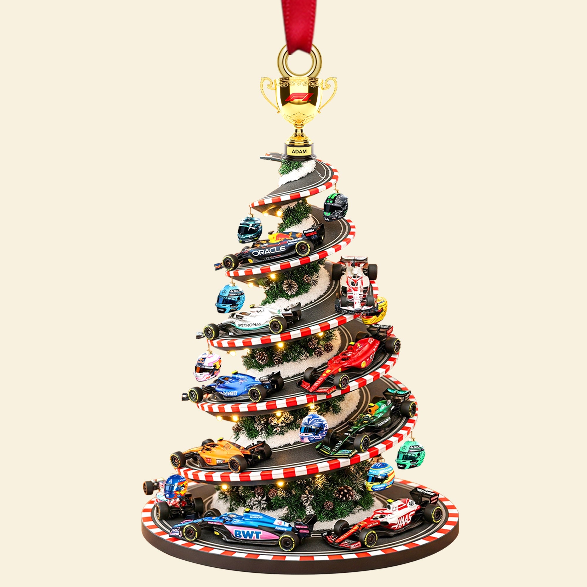 Rev Up the Holidays! Personalized Racing Car Christmas Acrylic Ornament - Perfect for Car Enthusiasts Ornament PopCulturePrints