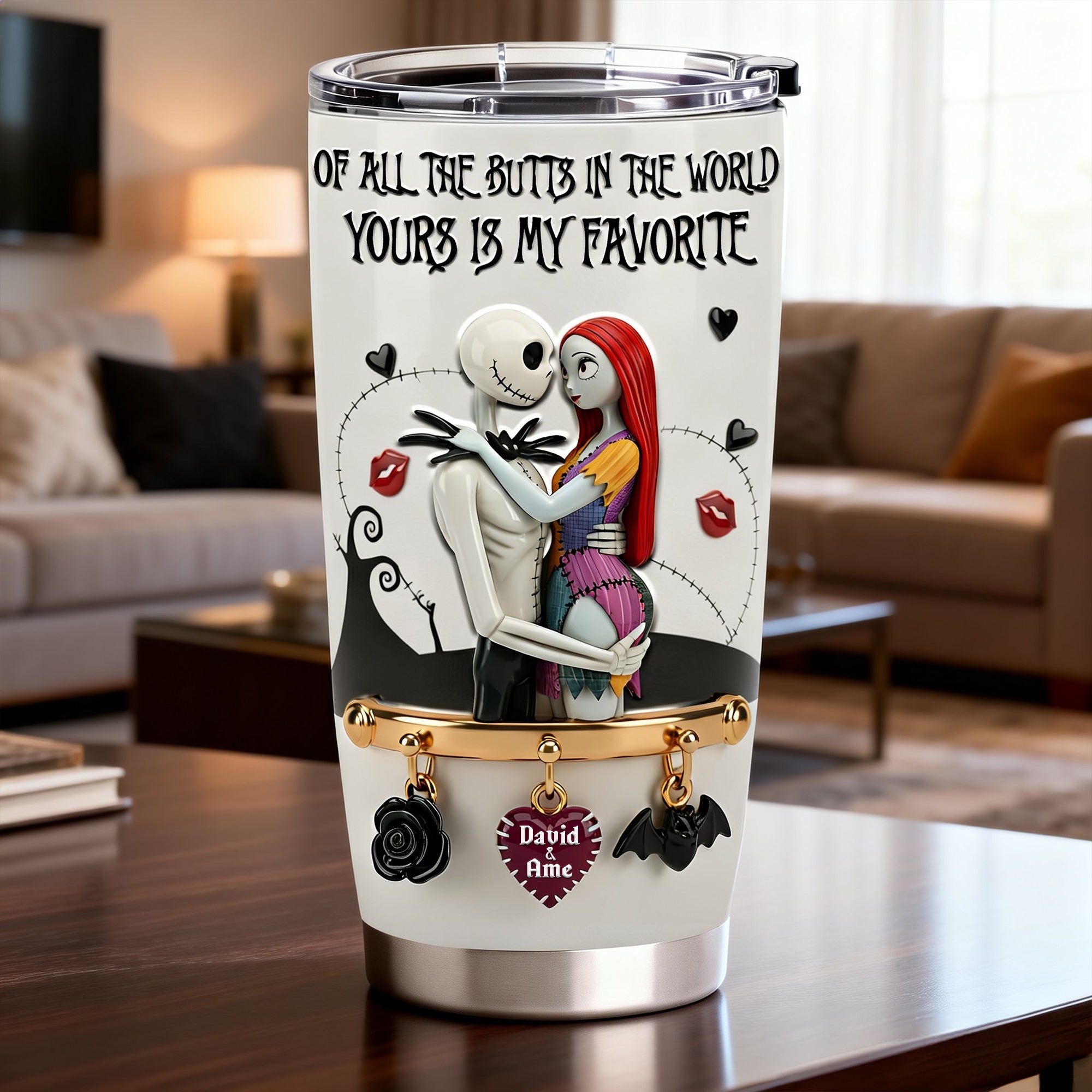 Of All the Butts in the World, Yours is My Favorite - Playful Spooky Couple Tumbler | Personalized Gift for Couples Tumbler Cup PopCulturePrints
