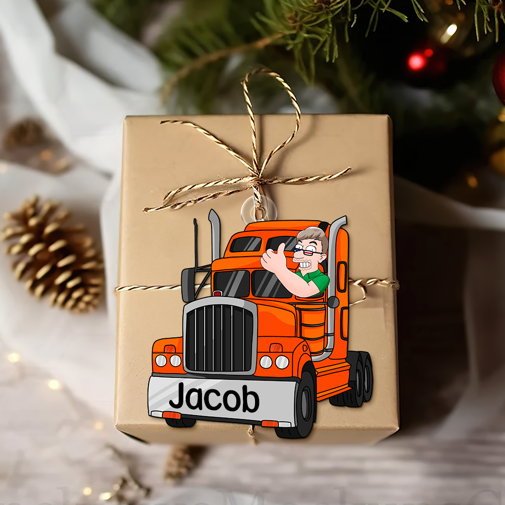 Custom Trucker Christmas Ornament - Personalized Gift Ornament PopCulturePrints