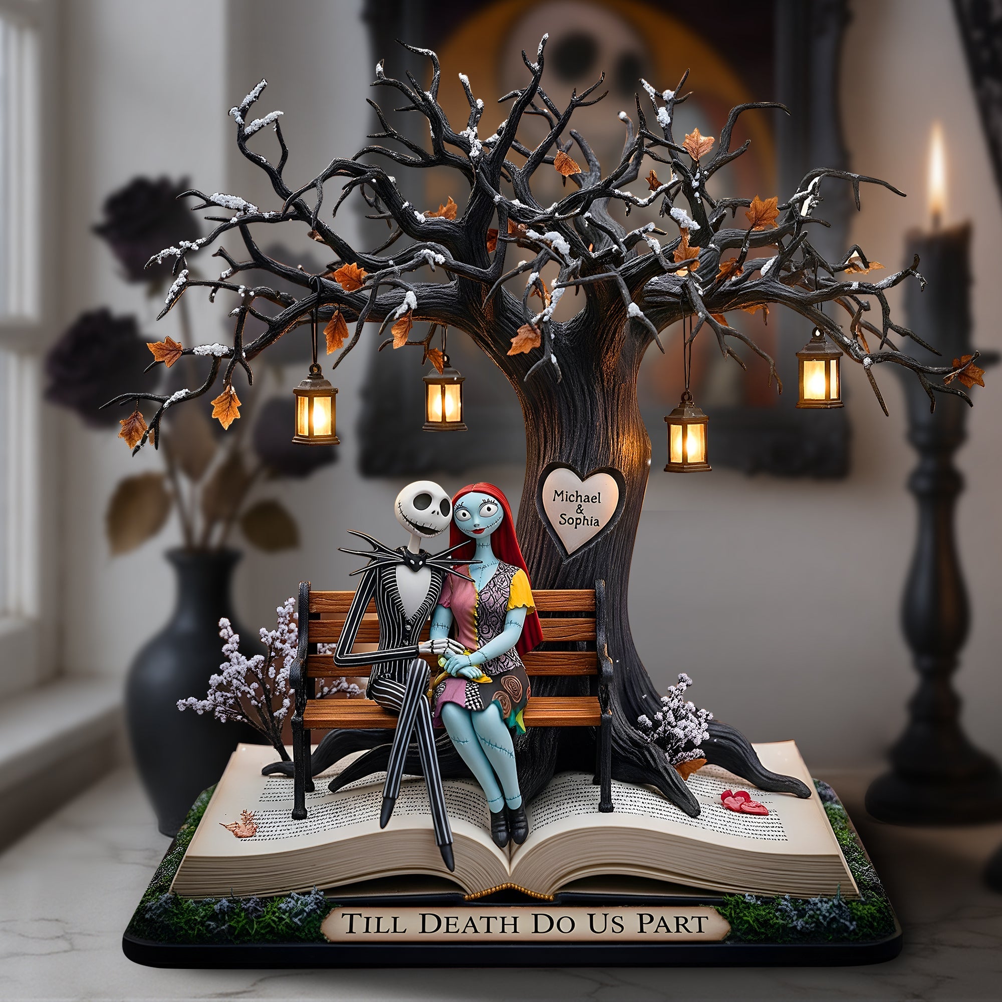 Till Death Do Us Part - Haunted Couple Under The Lantern Tree Acrylic Plaque Shaped Plaques PopCulturePrints