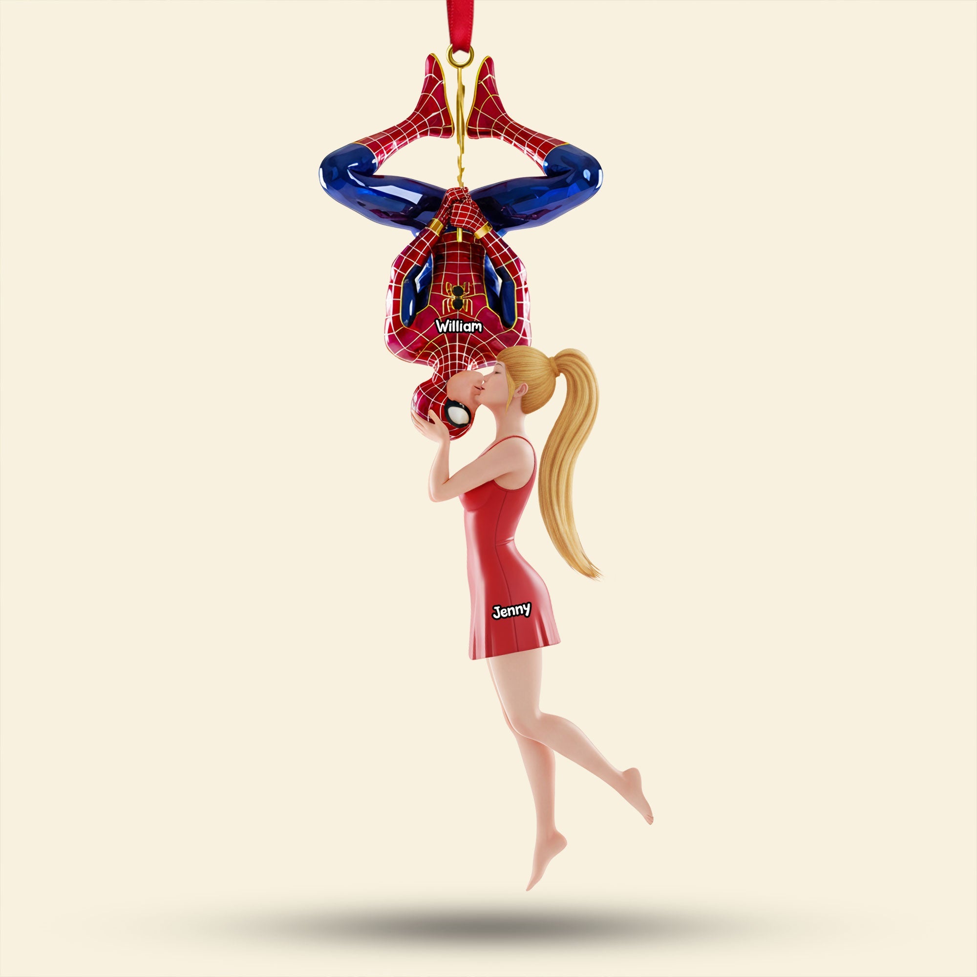 Love in the Air: Personalized Spider-Man Couple Ornament - Unique Gift for Couples Ornament PopCulturePrints