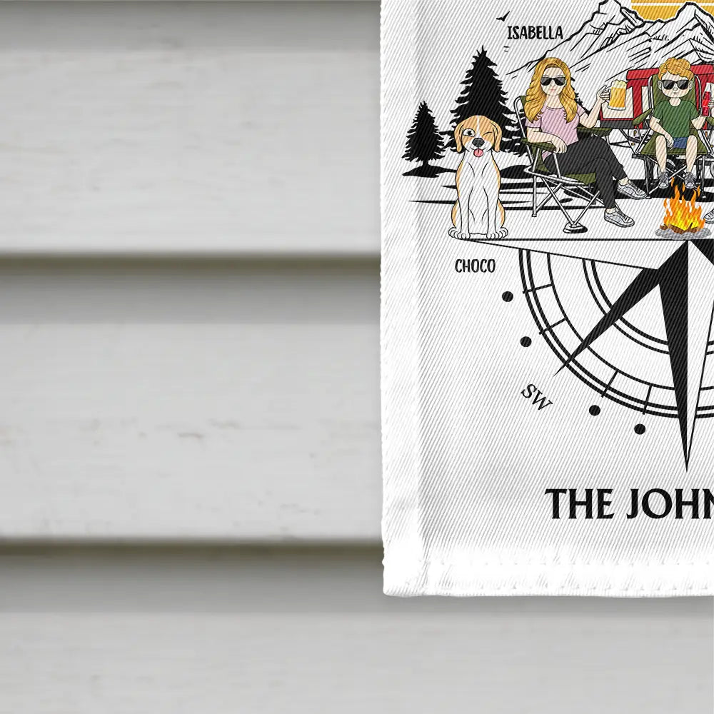 Family Adventures Camping - Personalized Flag Flag PopCulturePrints