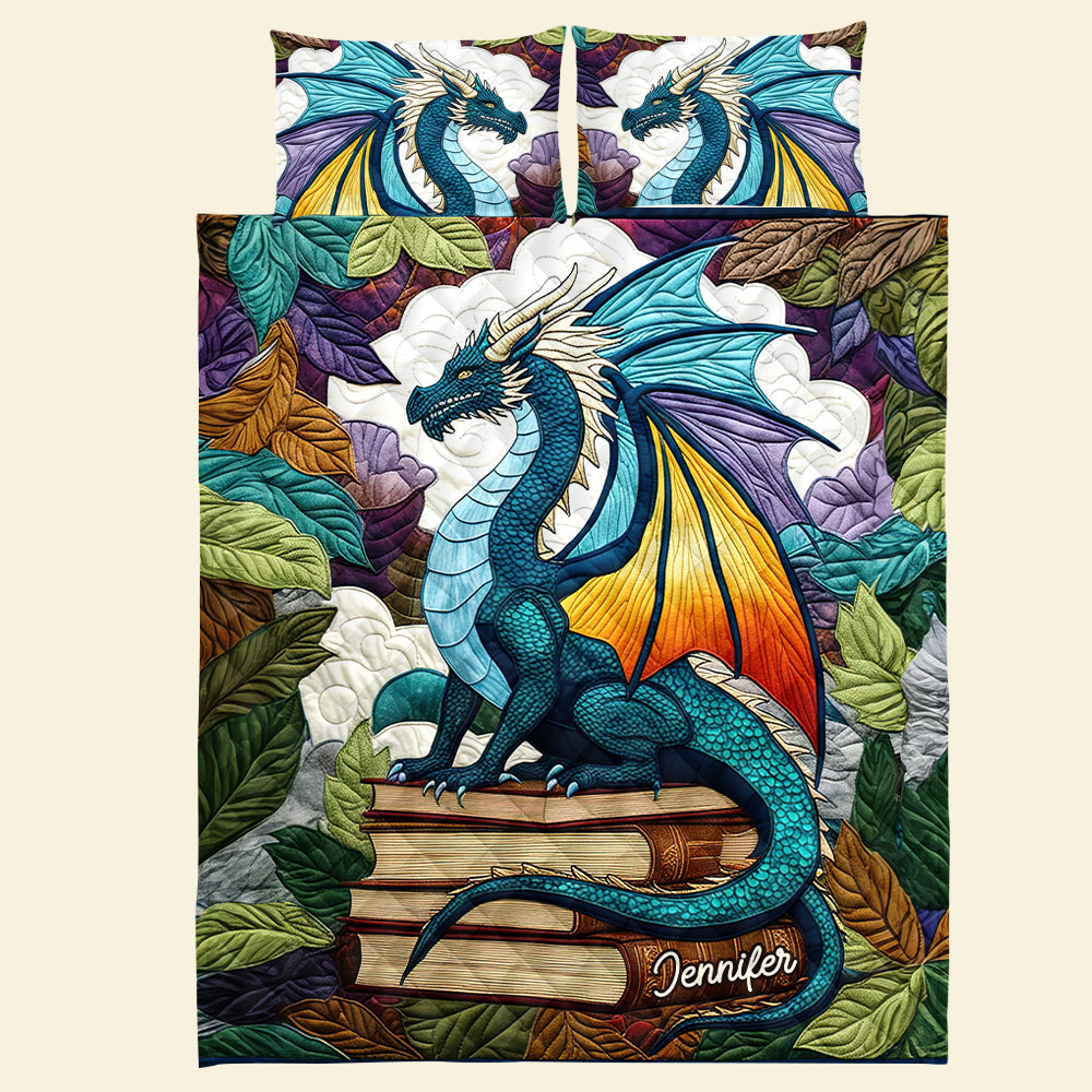 Personalized Dragon-Themed Quilt Bed Set for Book Lovers Blanket PopCulturePrints