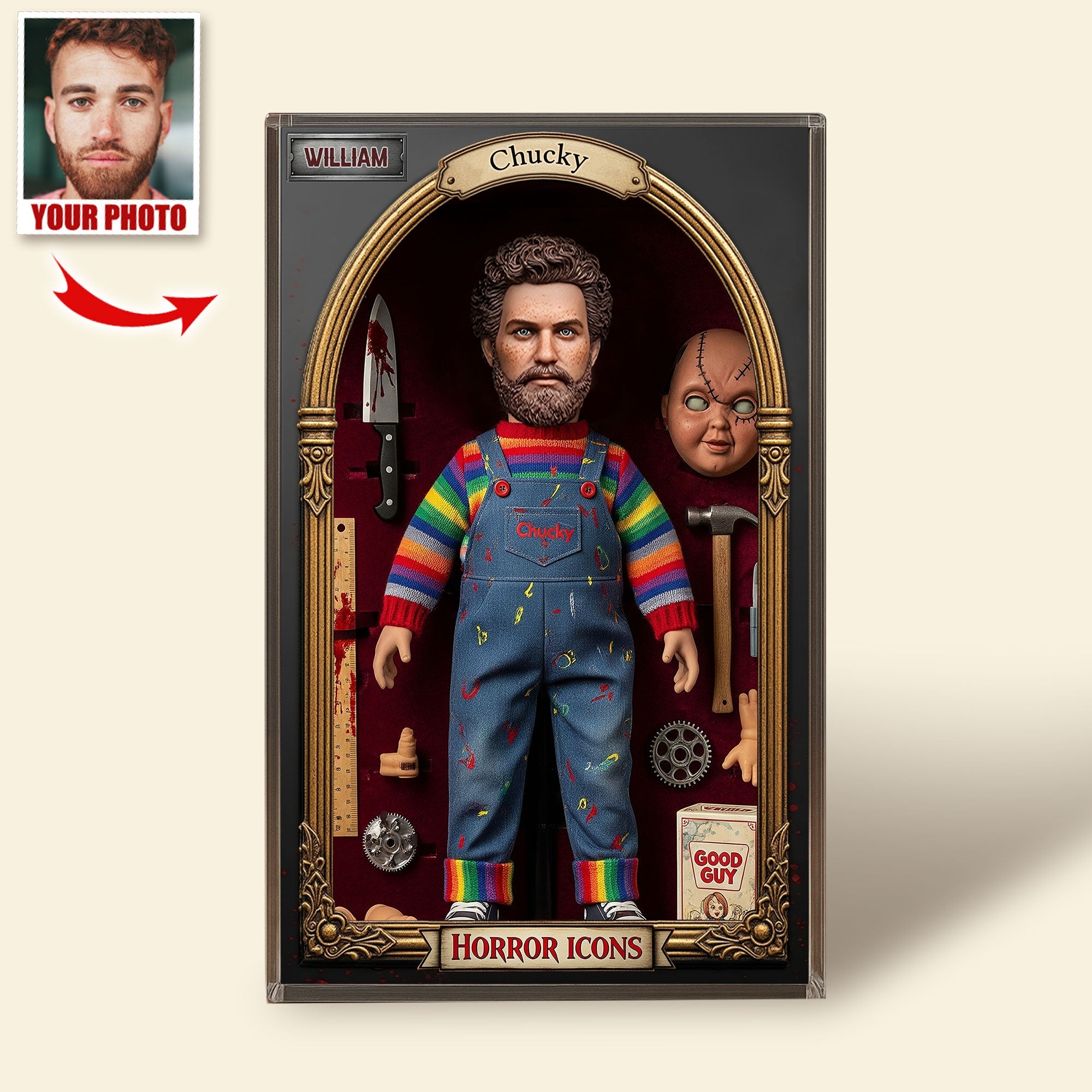 Face Your Fears with Custom Horror Character Plaque - A Unique Gift for Horror Lovers Shaped Plaques PopCulturePrints