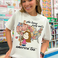Load image into Gallery viewer, Personalized Jesus &amp; America T-Shirt for Christian Girls Shirts PopCulturePrints
