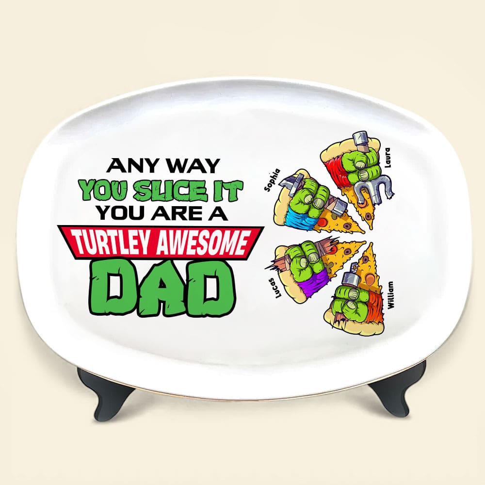 Personalized 'Turtley Awesome Dad' Plate Plates PopCulturePrints