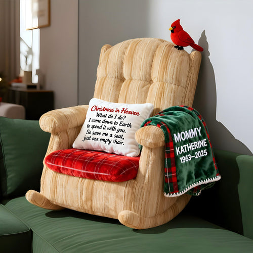 Cherished Memories: Cardinal Heaven Rocking Chair Custom Shape Pillow - Personalized Keepsake for Loved Ones Pillow PopCulturePrints