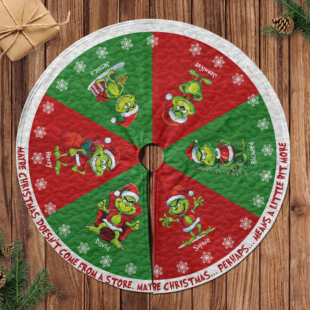 Personalized Family Christmas Tree Skirt - Cartoon Design