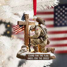 Load image into Gallery viewer, Stand for the Flag, Kneel for the Cross - Faithful Warrior Christmas Ornament - Personalized Gift for Veterans Ornament PopCulturePrints
