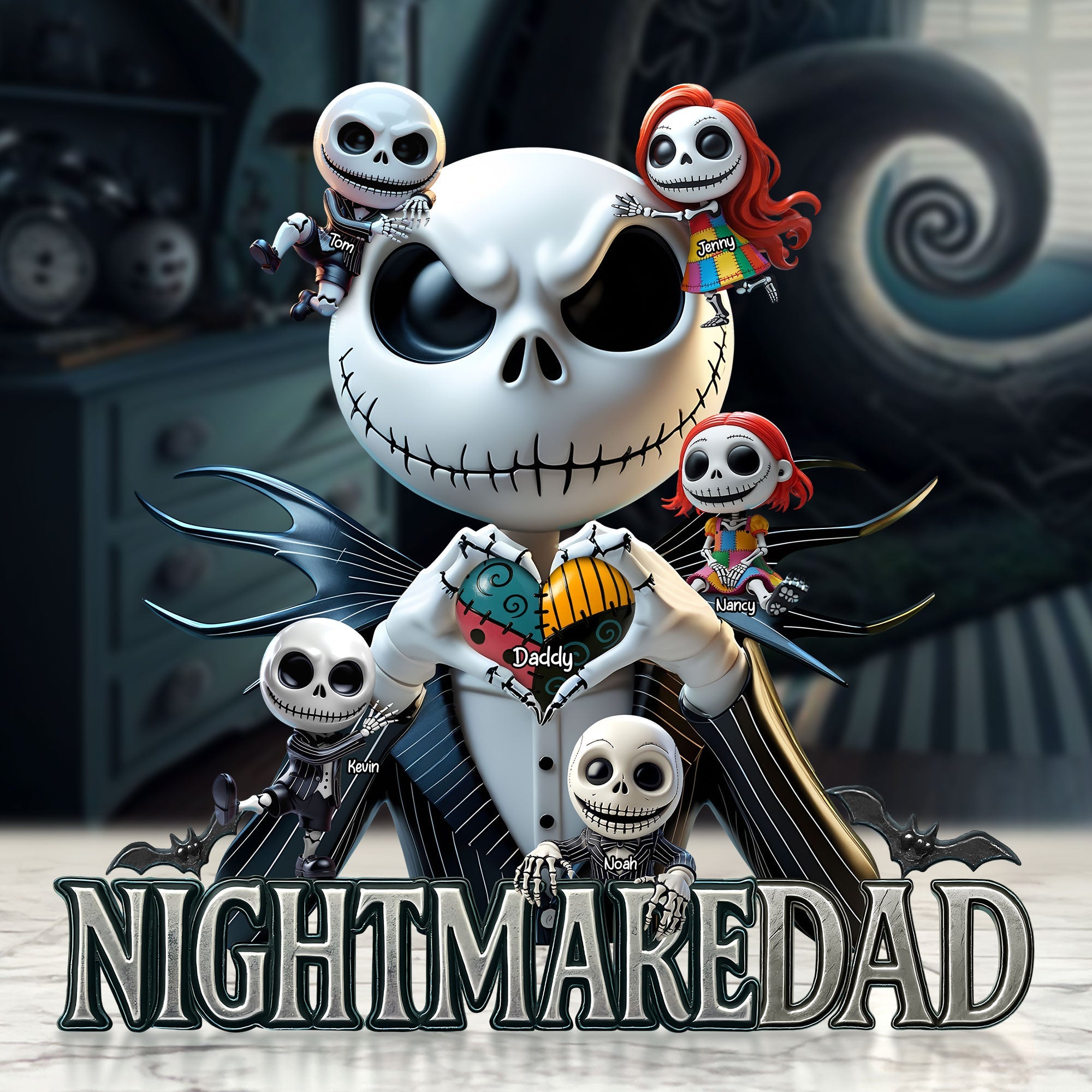 “A Dad to Remember” - Personalized Nightmare Dad Plaque - Unique Gift for Dads, Grandpas, and More Shaped Plaques PopCulturePrints