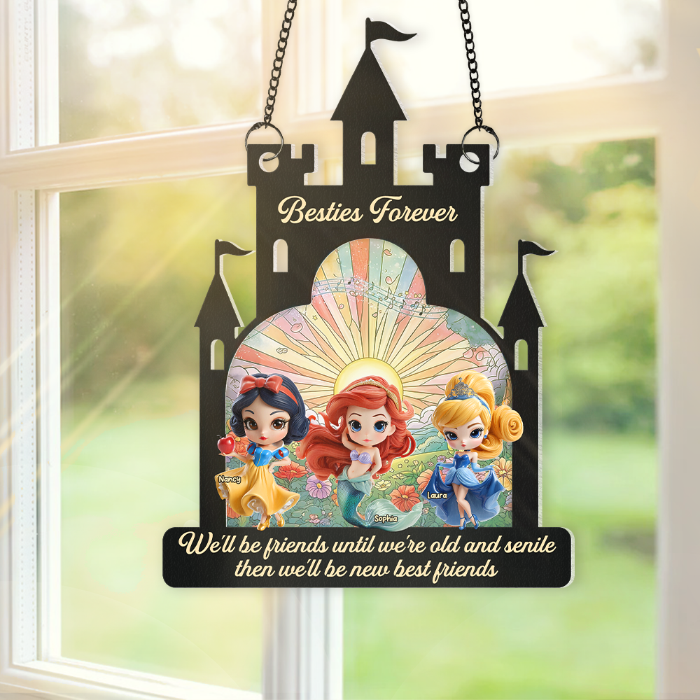 Besties Forever Suncatcher Ornament - Personalized Gift for Princess Lovers Ornament PopCulturePrints