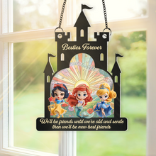 Load image into Gallery viewer, Besties Forever Suncatcher Ornament - Personalized Gift for Princess Lovers Ornament PopCulturePrints
