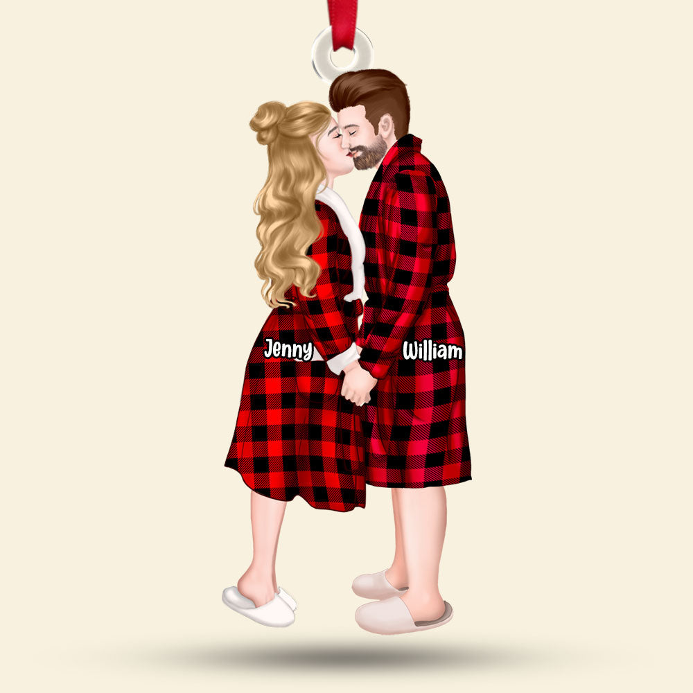 Personalized Christmas Ornament for Couples - Kissing Design