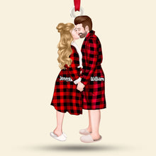 Load image into Gallery viewer, Personalized Christmas Ornament for Couples - Kissing Design
