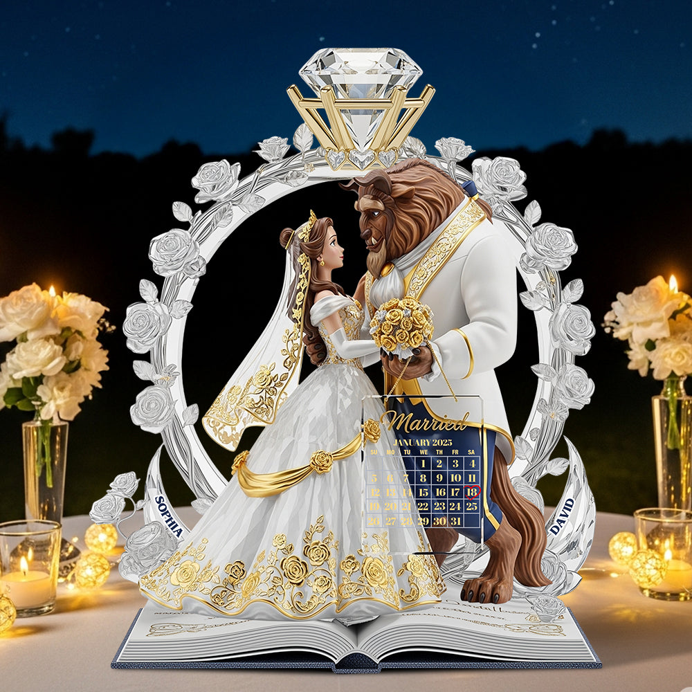 Forever in Love: Fairy Tale Romantic Couple Acrylic Plaque - Personalized Gift for Couples Shaped Plaques PopCulturePrints