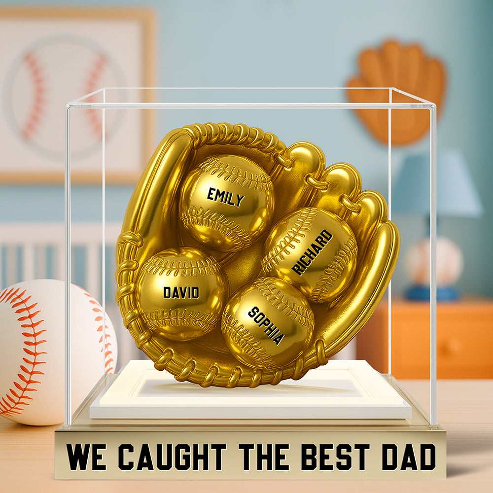 We Caught the Best Dad: Personalized Baseball Dad Acrylic Plaque - Unique Gift for Dads, Grandpas Shaped Plaques PopCulturePrints