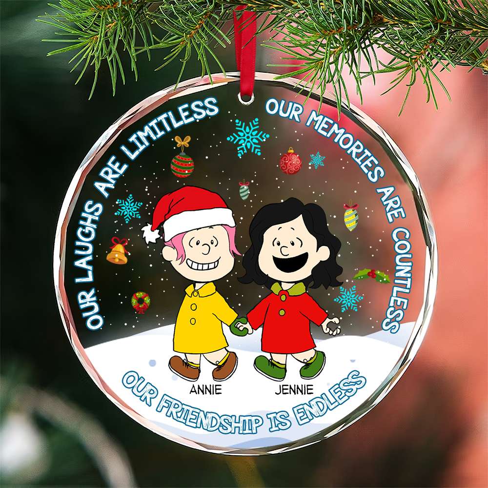 Custom Christmas Friendship Crystal Ornament