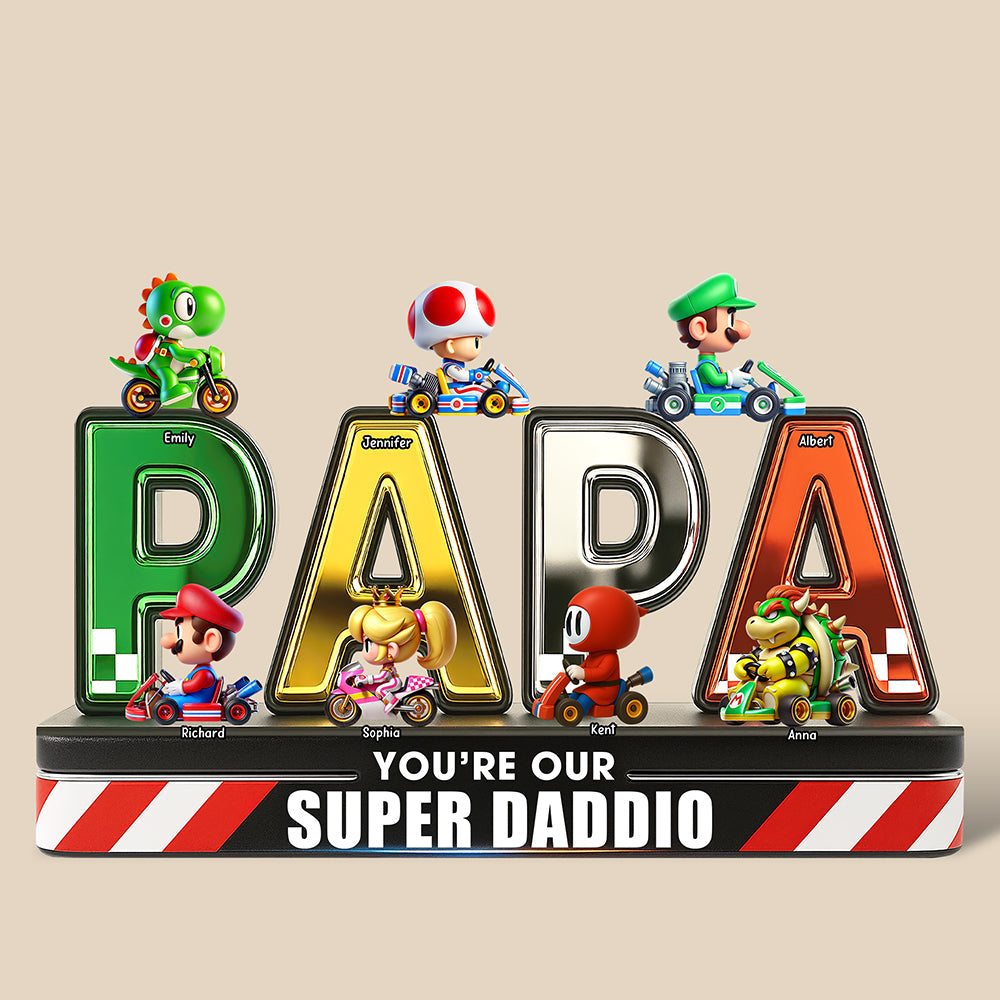 You're Our Super Daddio - Personalized Car Game Fans Acrylic Plaque for Dad Shaped Plaques PopCulturePrints