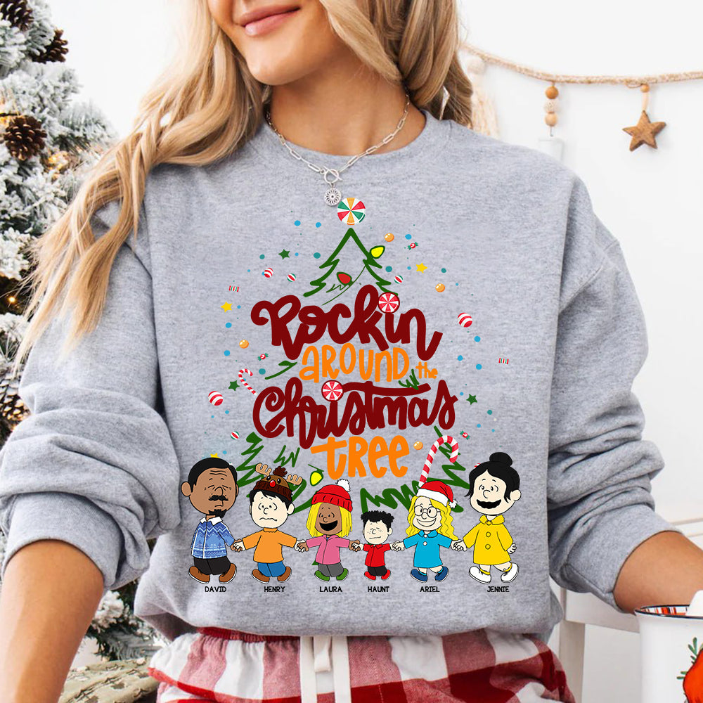 Personalized Family Christmas Sweatshirt - Rockin' Around the Tree