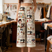 Load image into Gallery viewer, Sewing Is My Therapy - Personalized Pajama Pants for Passionate Sewers Pajama Pant PopCulturePrints
