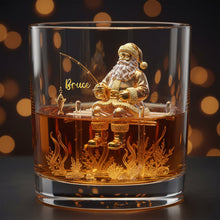 Load image into Gallery viewer, Celebrate Fishing Adventures with Santa - Personalized Drinking Glass Whiskey Glass PopCulturePrints
