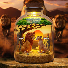 Load image into Gallery viewer, Love Roars: Personalized Roaring Couple Under The Sunset - Custom Acrylic Plaque for Couples Shaped Plaques PopCulturePrints
