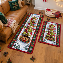 Load image into Gallery viewer, Celebrate Family Joy: Personalized Grinch Sleigh Runner Rug - Unique Christmas Decor Gift for Everyone
