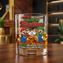 Load image into Gallery viewer, I Smile Because You're My Brother - Personalized 11oz Round Glass for Brothers
